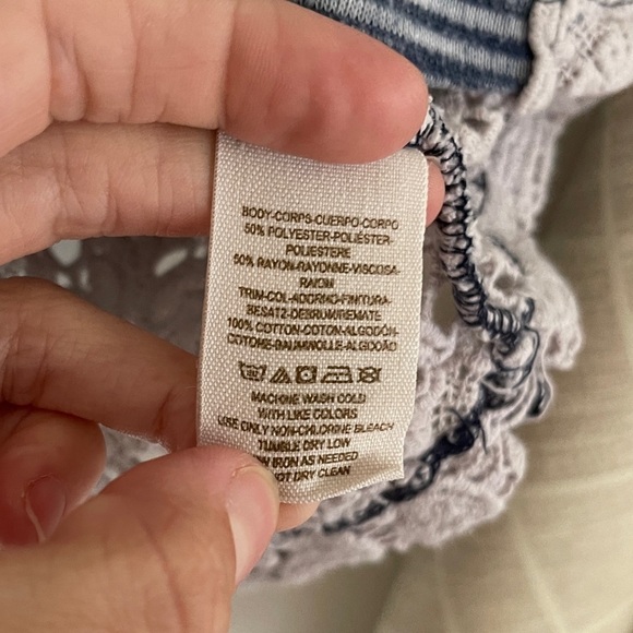 Free People Battenburg Lace Oversized Striped Tee - Picture 4 of 4